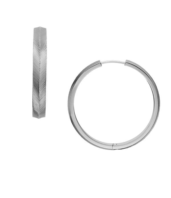 Fossil JF04668040 Harlow Large Silver-Tone Stainless Steel Etched Hoop Earrings