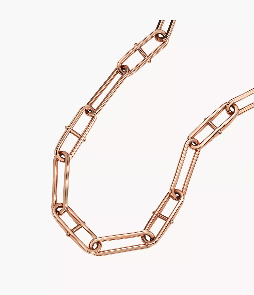 Fossil JF04670791 Heritage Rose Gold-Tone Stainless Steel D-Link Crystal Necklace