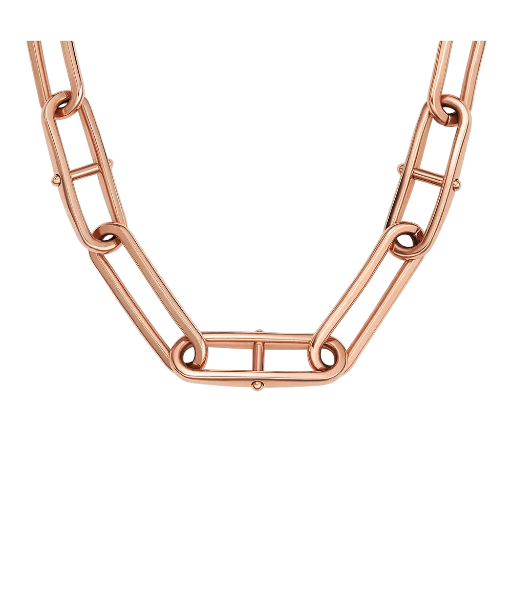 Fossil JF04670791 Heritage Rose Gold-Tone Stainless Steel D-Link Crystal Necklace