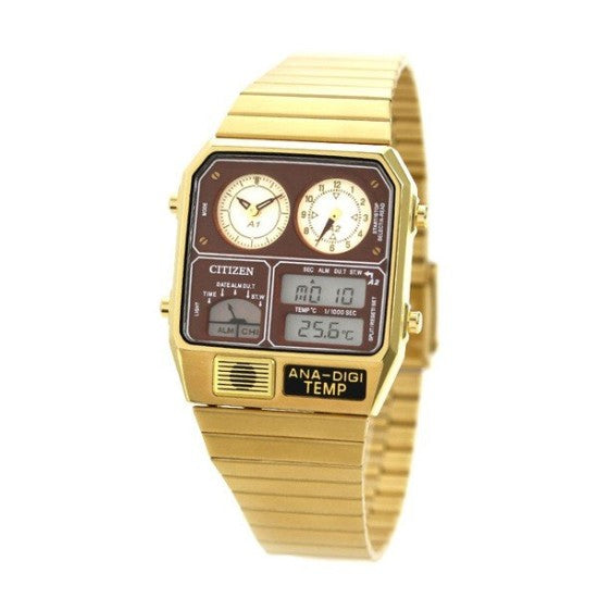 Citizen Vintage Retro Ana-Digi Temp Unisex Gold Plated Watch JG2103-72X