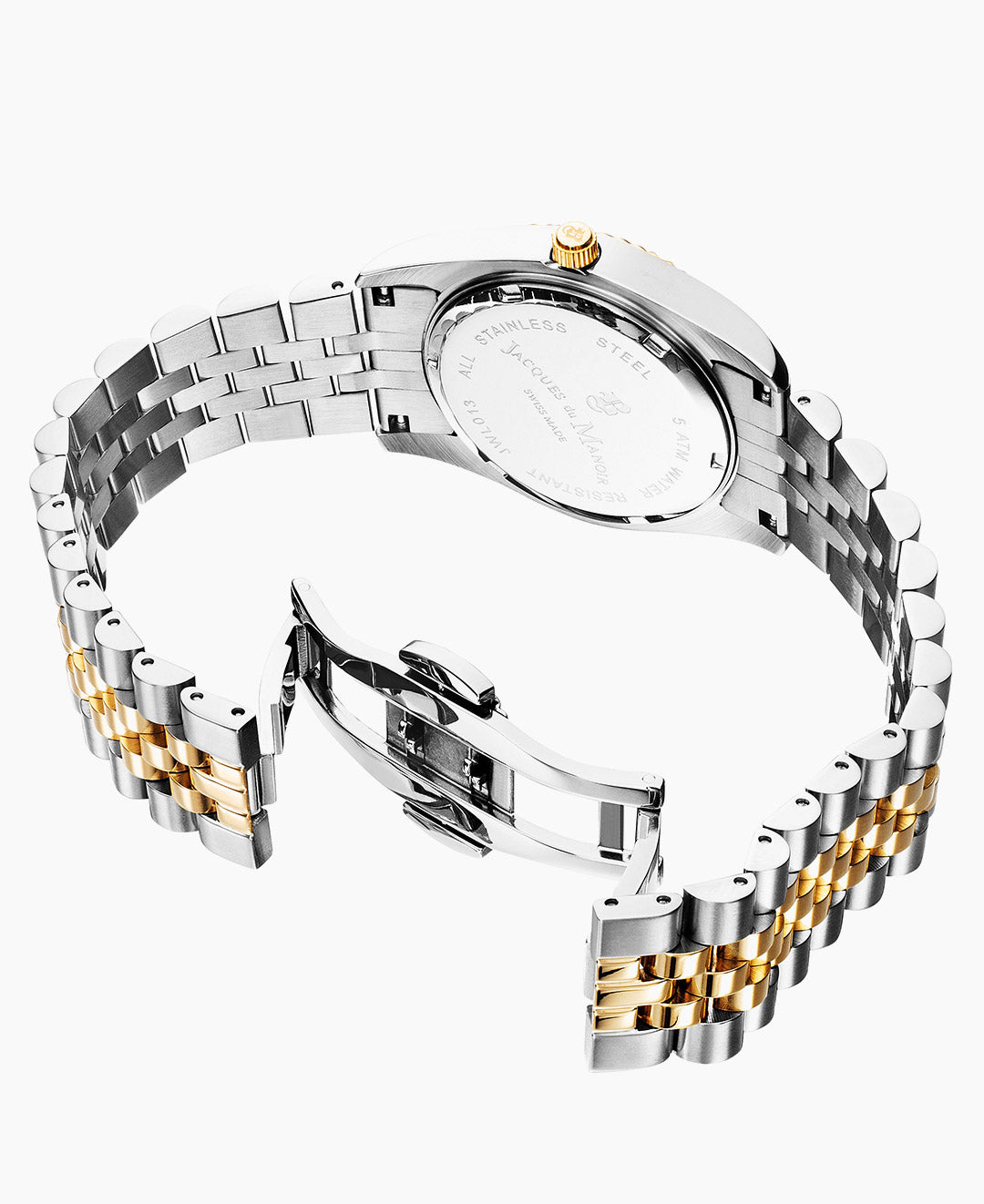 Jacques Du Manoir Inspiration Classic Two-Tone Ladies Watch JWG02202 – Swiss Made, 36mm, Gold-Tone Stainless Steel, Gold Dial, 5 ATM