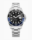 Jacques Du Manoir Pro Scuba Men’s Watch JWG02703 – Swiss Made, 40mm, Stainless Steel, Black Dial, Blue/Black Bezel, 20 ATM