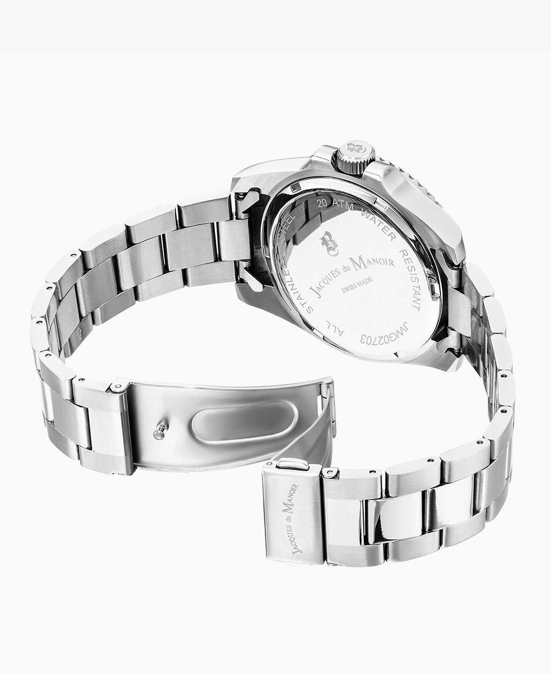 Jacques Du Manoir Pro Scuba Men’s Watch JWG02703 – Swiss Made, 40mm, Stainless Steel, Black Dial, Blue/Black Bezel, 20 ATM