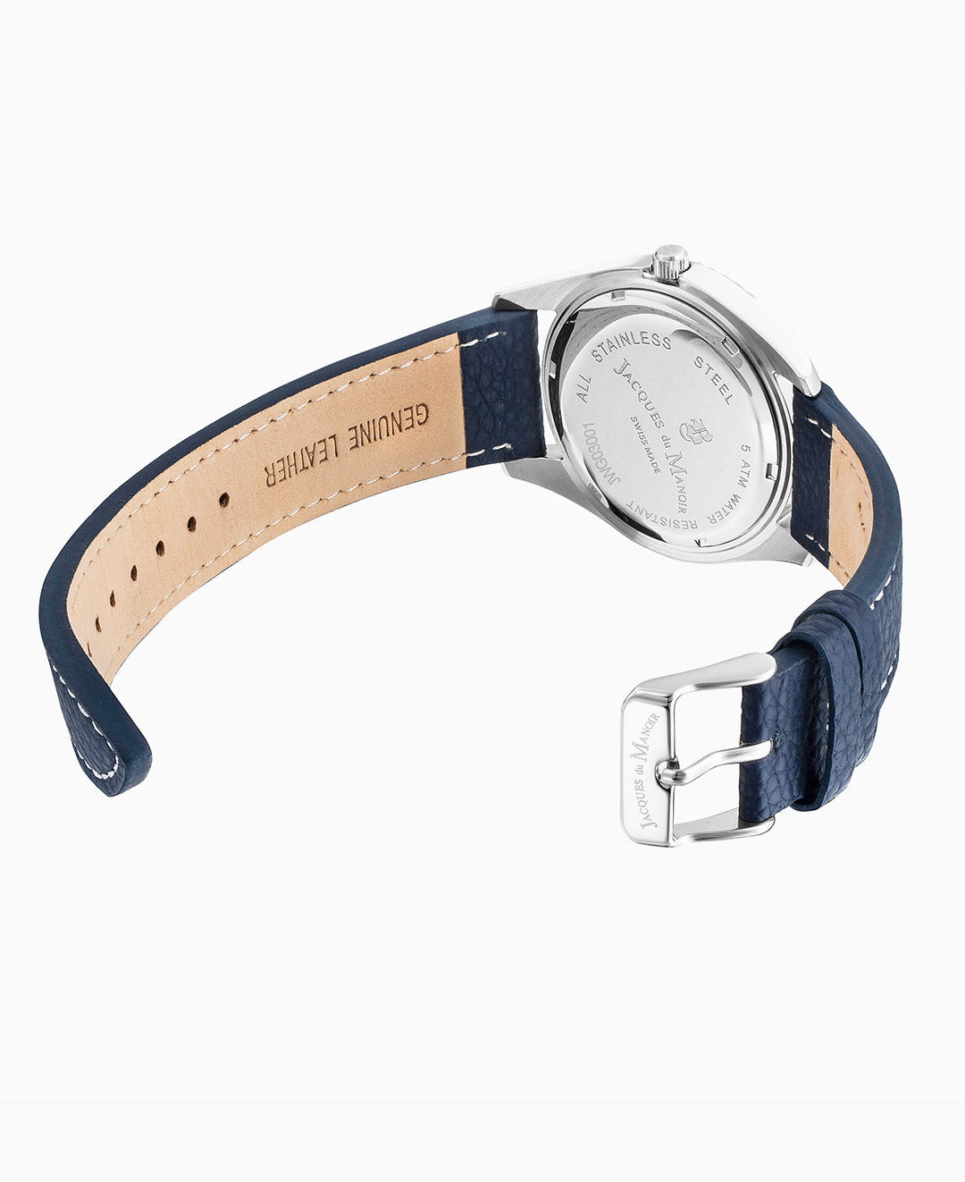 Jacques Du Manoir Inspiration Men’s Watch JWG03001 – Swiss Made, 40mm, Blue Dial, Leather Strap, Quartz