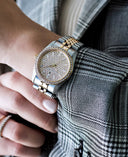 Jacques Du Manoir Inspiration Glamour Ladies Watch JWL01103 – Swiss Made, 34mm, Two-Tone Silver & Gold, Gold Dial with Stones, Quartz, 5-Year Warranty