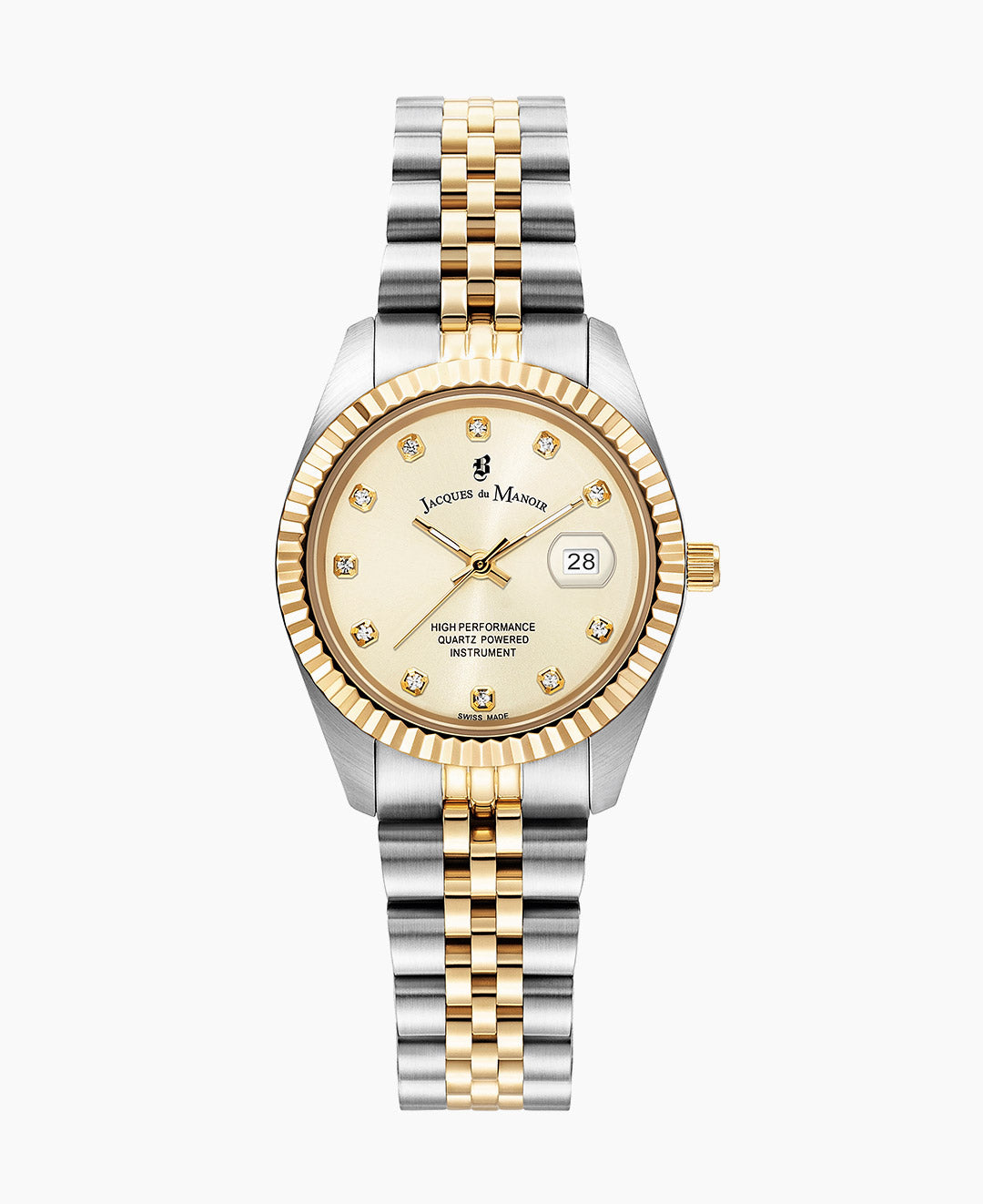 Jacques Du Manoir Inspiration Ladies Watch JWL01201 – Swiss Made, 31mm, Two-Tone Gold & Silver, Gold Dial, Quartz