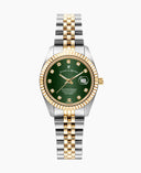 Jacques Du Manoir Inspiration Ladies Watch JWL01206 – Swiss Made, 31mm, Two-Tone Gold & Silver, Green Dial, Quartz