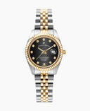 Jacques Du Manoir Inspiration Ladies Watch JWL01207 – Swiss Made, 31mm, Two-Tone Gold & Silver, Black Dial, Quartz