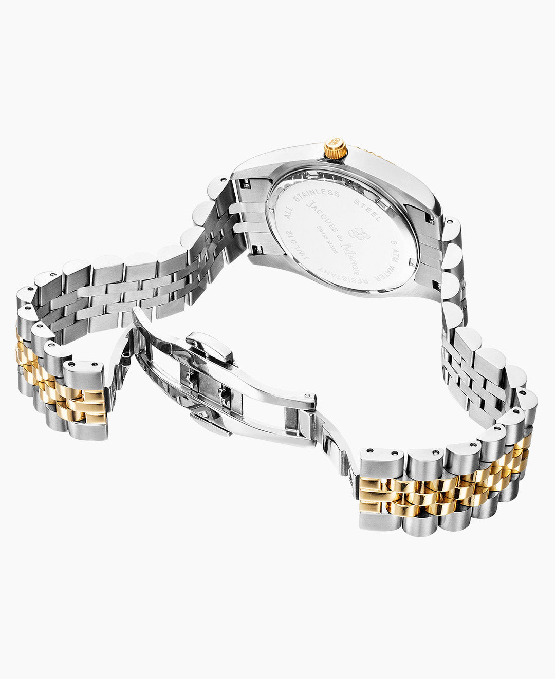 Jacques Du Manoir Inspiration Ladies Watch JWL01207 – Swiss Made, 31mm, Two-Tone Gold & Silver, Black Dial, Quartz
