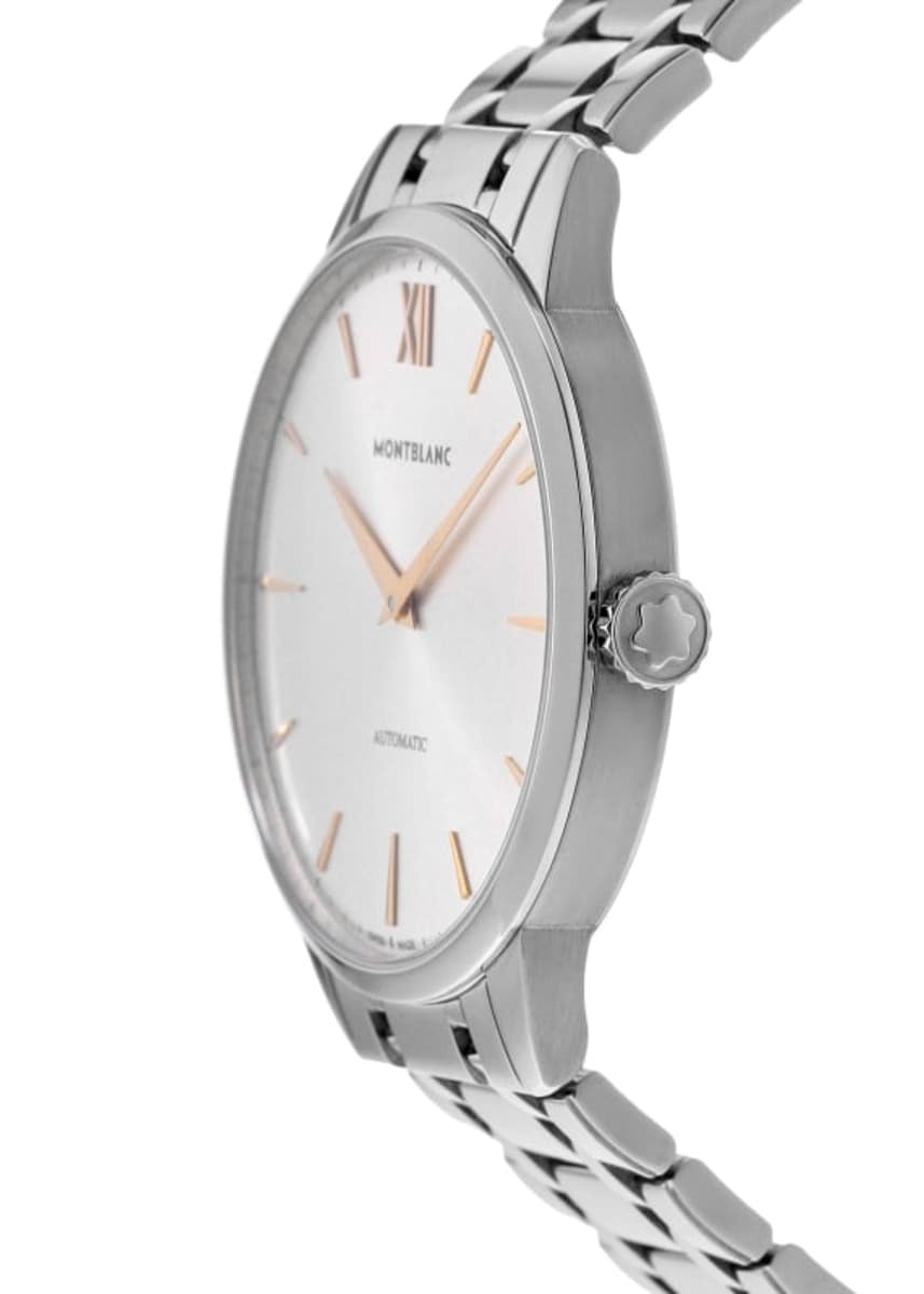Montblanc Meisterstück Men's Automatic Watch MB110696, 41mm Stainless Steel Case, Silver Dial, Swiss Made, Sapphire Crystal, 30m Water Resistance