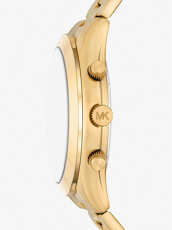 Michael Kors MK1076SET Slim Runway Gold-Tone 44mm Watch & Card Case Gift Set