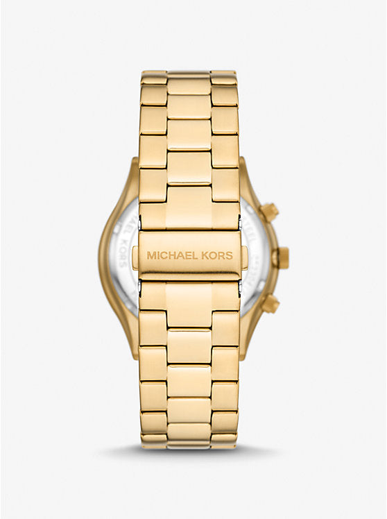 Michael Kors MK1076SET Slim Runway Gold-Tone 44mm Watch & Card Case Gift Set