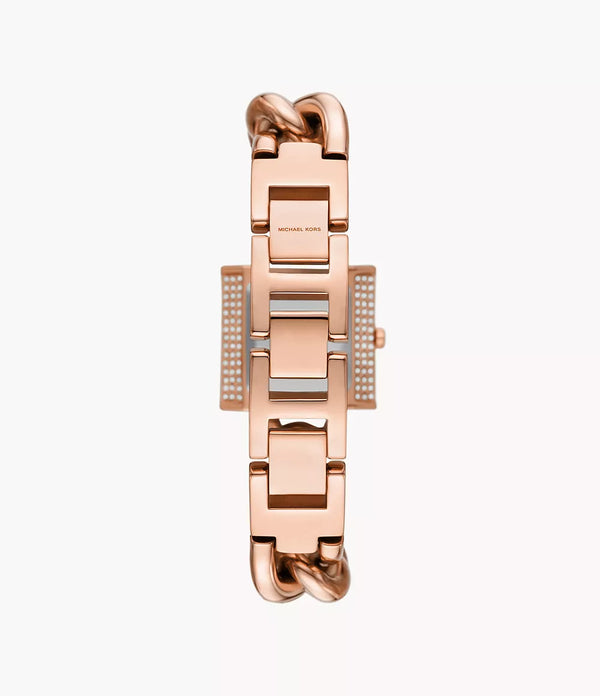 Michael Kors MK Chain Lock Gold Quartz 25mm Rose Ladies Watch | MK4827
