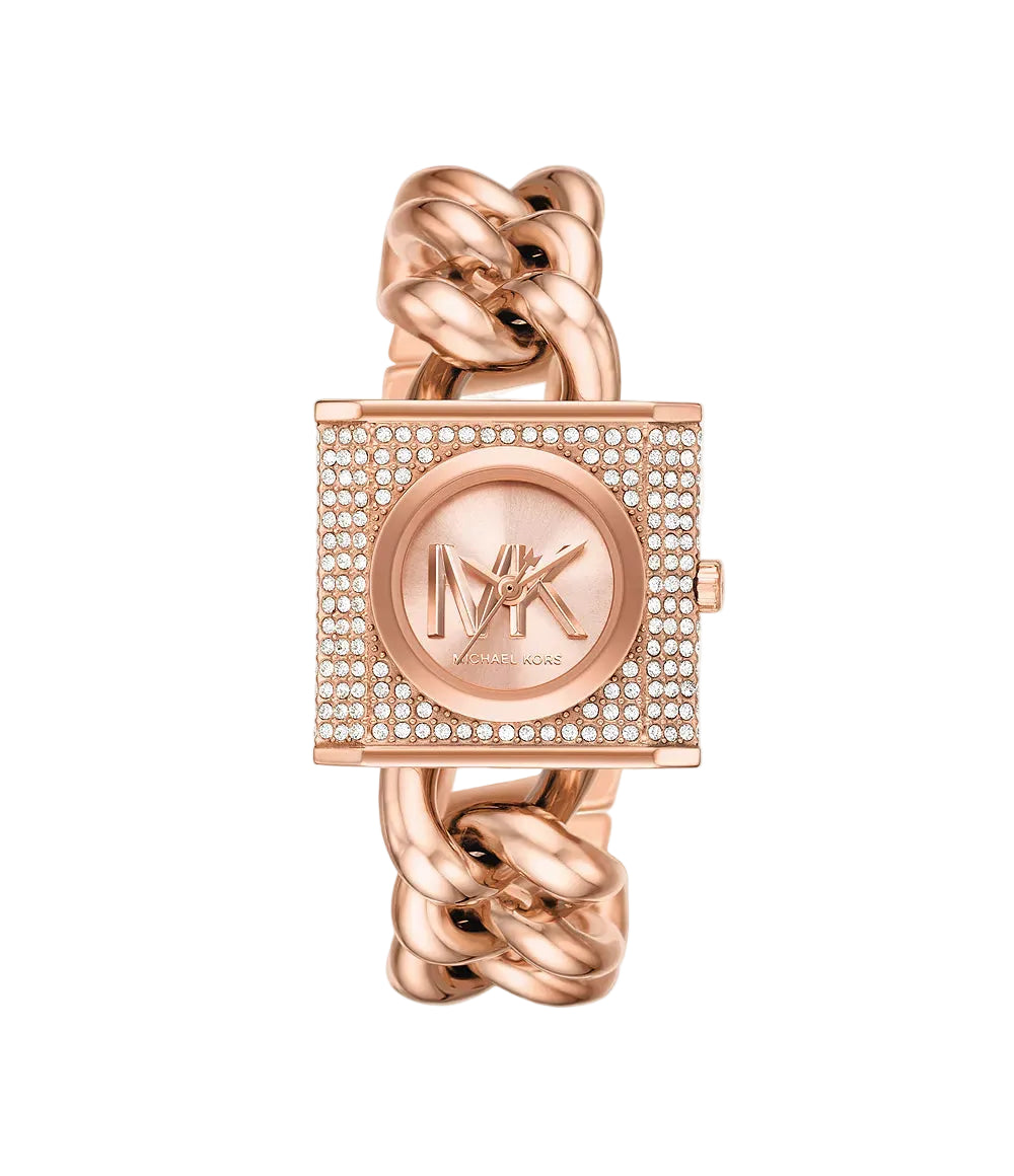 Michael Kors MK Chain Lock Gold Quartz 25mm Rose Ladies Watch | MK4827