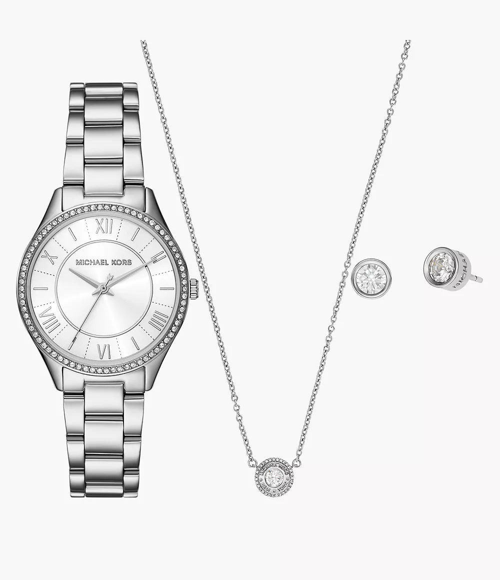 Michael Kors Lauryn MK4851SET 33mm Quartz Silver Ladies Watch Gift Set