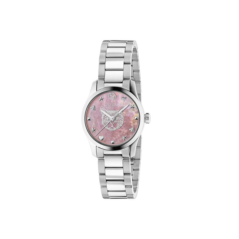 GUCCI G-Timeless Quartz Pink Mother of Pearl Dial Ladies Watch