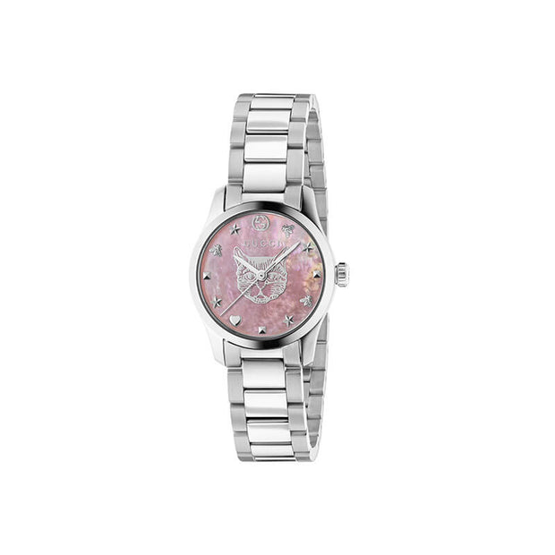 GUCCI G-Timeless Quartz Pink Mother of Pearl Dial Ladies Watch YA1265013