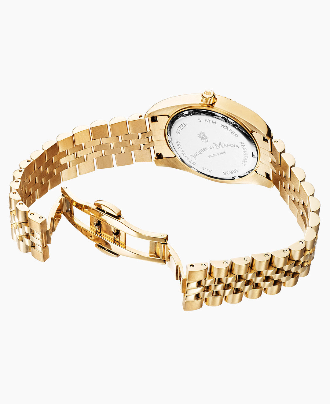 Jacques Du Manoir Inspiration Ladies Watch NRO.11 – Swiss Made, 36mm, Gold Stainless Steel, Silver Dial, Quartz