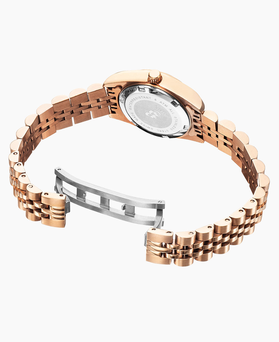 Jacques Du Manoir Inspiration Ladies Watch NRO.16 – Swiss Made, 26mm, Rose Gold Bracelet, Silver Dial, Quartz