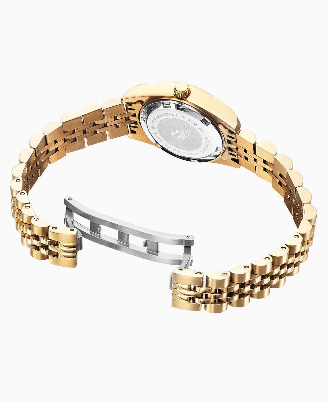 Jacques Du Manoir Inspiration Ladies Watch NRO.22 – Swiss Made, 26mm, Gold Bracelet, Black Dial, Quartz