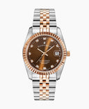 Jacques Du Manoir Inspiration Ladies Watch NRO.25 – Swiss Made, 36mm, Two-Tone Rose Gold, Brown Dial, Quartz
