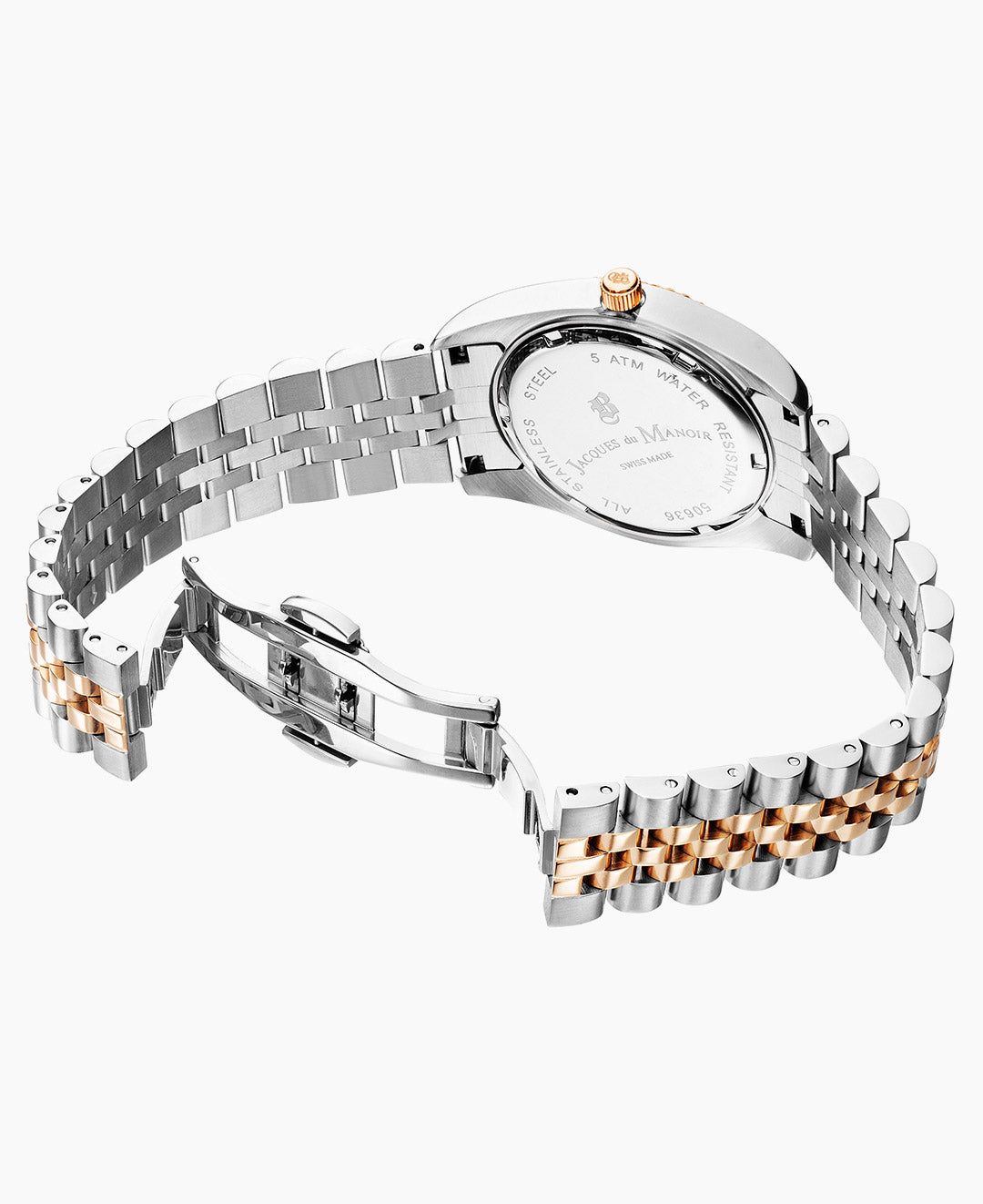 Jacques Du Manoir Inspiration Ladies Watch NRO.25 – Swiss Made, 36mm, Two-Tone Rose Gold, Brown Dial, Quartz