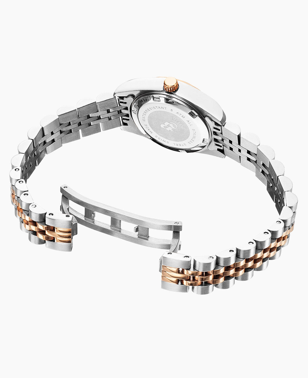 Jacques Du Manoir Inspiration Ladies Watch NRO.26 – Swiss Made, 26mm, Two-Tone Rose Gold, Brown Dial, Quartz