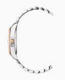 Jacques Du Manoir Inspiration Ladies Watch NRO.43 – Swiss Made, 36mm, Two-Tone Silver & Rose Gold, Burgundy Dial, Quartz