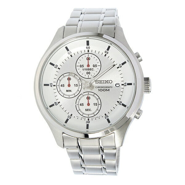 Seiko Chronograph Quartz Silver Dial Men's Watch SKS535P1 – Japanese Made 43mm Stainless Steel, Hardlex Crystal, 100M Water Resistance