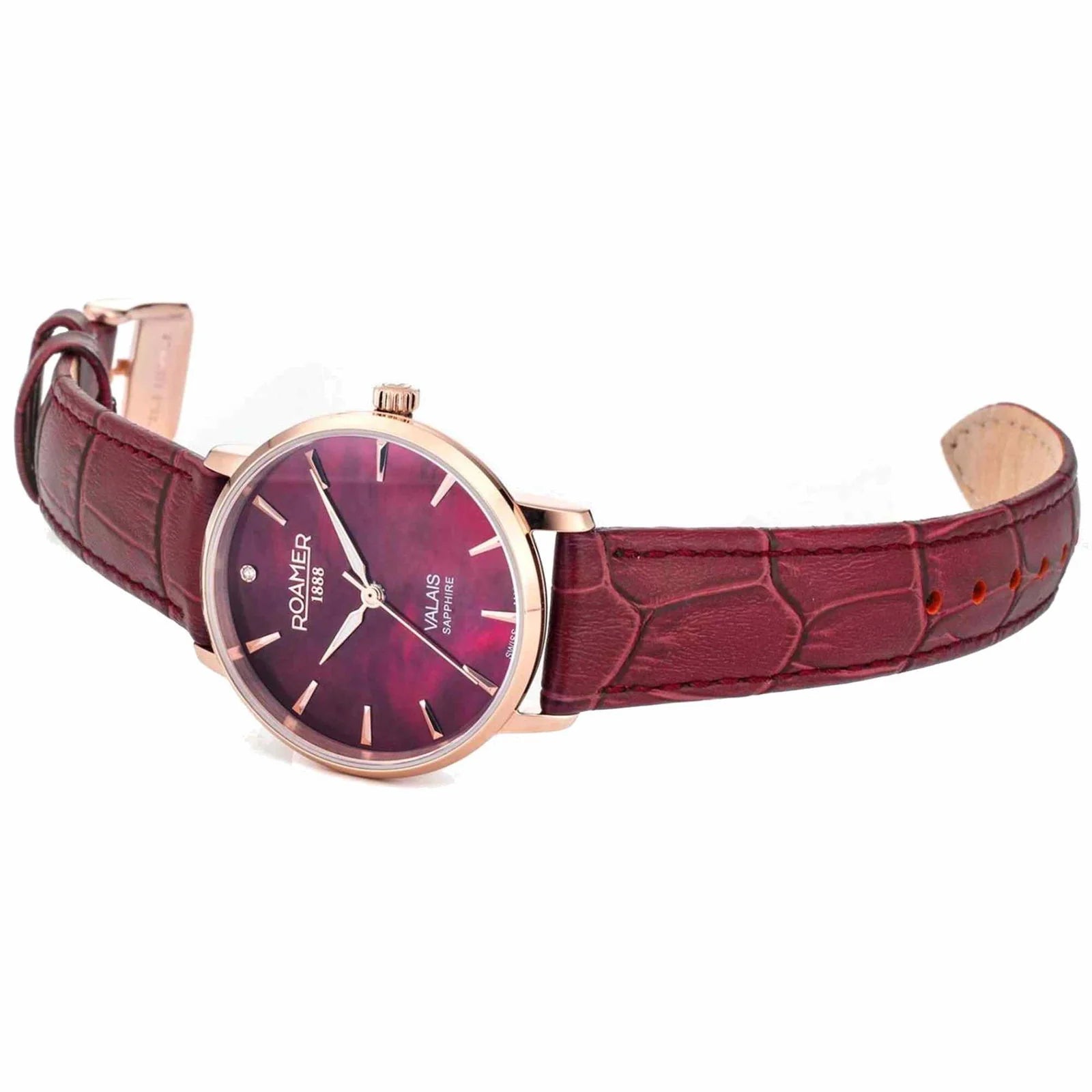 Roamer Valais – Ladies Diamond Watch, Red MOP Dial