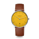 Sternglas NAOS Edition Yellow 38mm Quartz Watch S01-NAY23-MO02, Yellow Dial, Sapphire Crystal, Modena Brown Leather Strap, 5 ATM Water Resistant