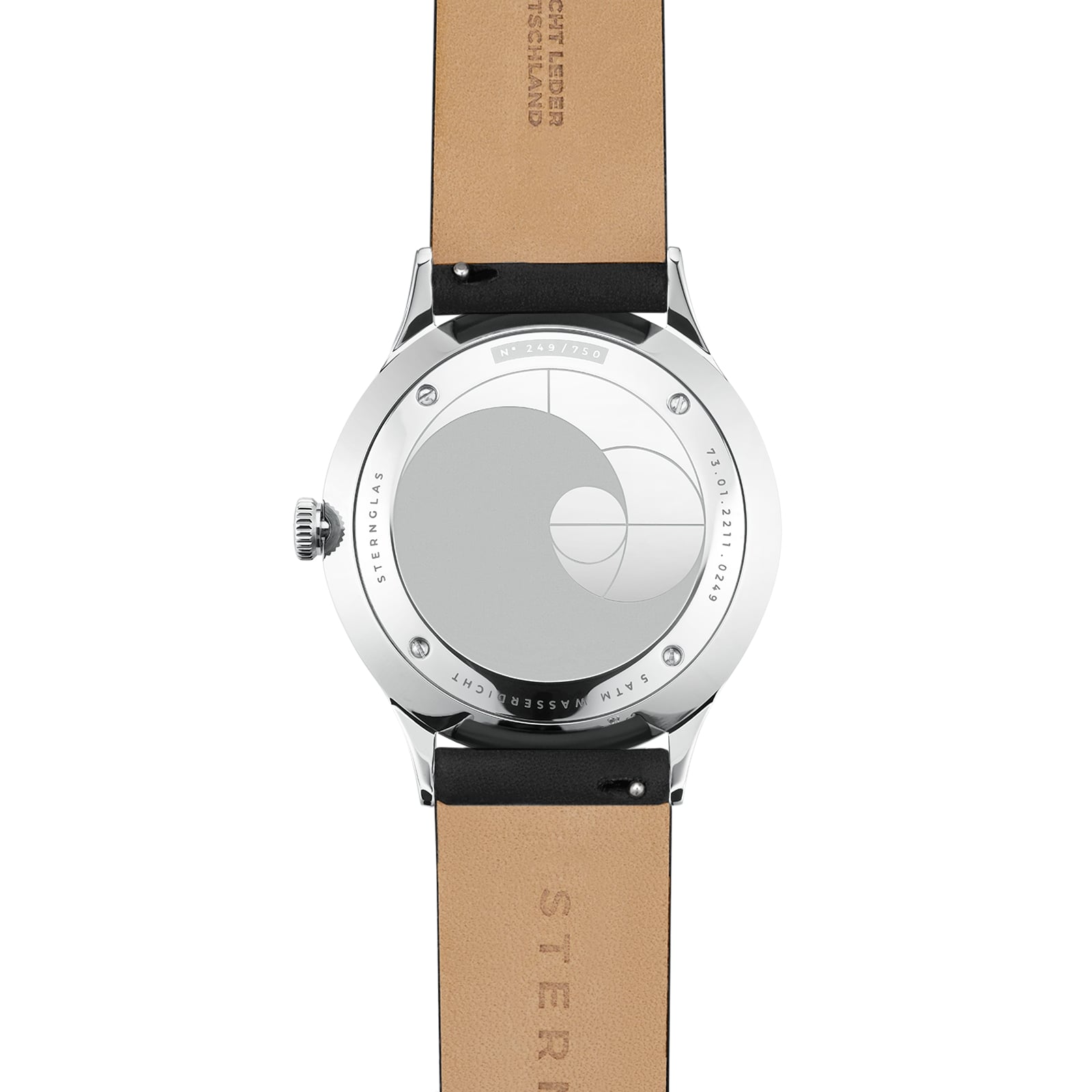 Sternglas ASTHET EDITION LUMARE 40mm Automatic Watch S02-ASL06-PR07, Blue Silver Dial, Sapphire Crystal, Premium Black Leather Strap, 5 ATM Water Resistant