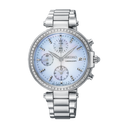 Seiko Crystal White Mother of Pearl Dial Ladies Watch SNDV39P1 – Japanese Made 36mm Chronograph, Stainless Steel, Crystal-Set Bezel, 30M Water Resistance