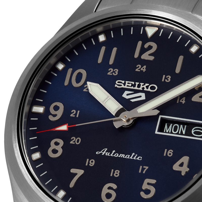 Seiko 5 Sports SRPG29K1 – Japanese Made 40mm Automatic Field Watch, Blue Dial, Stainless Steel Bracelet, Hardlex Crystal, 10 Bar Water Resistance