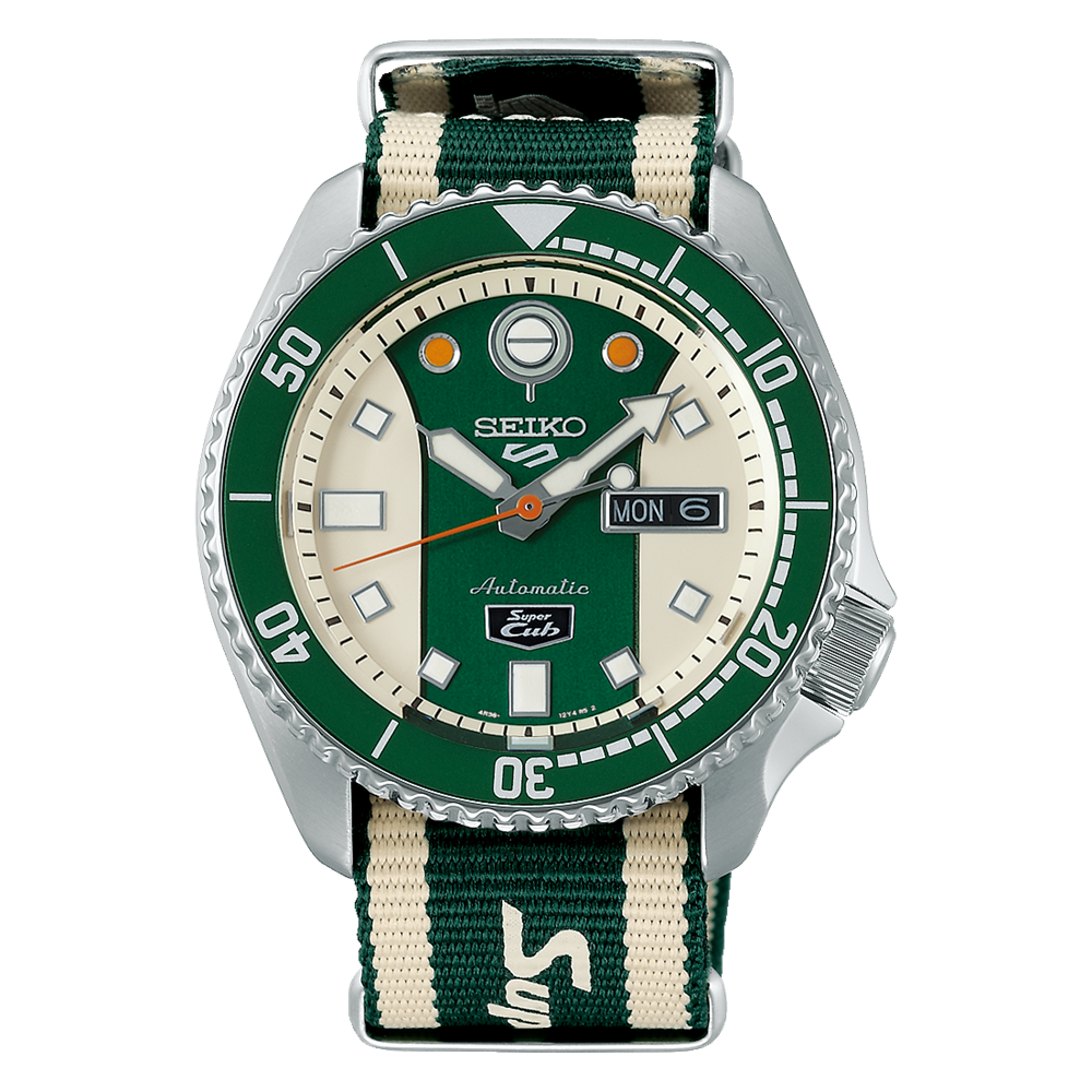 Seiko 5 Sports Honda Super Cub SRPJ49K1 – Limited Edition 42.5mm Automatic Watch, Blue Dial, Nylon Strap, Hardlex Crystal, 10 Bar Water Resistance