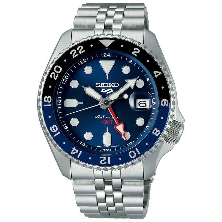 Seiko 5 Sports ‘Blueberry’ GMT SSK003K1 – Japanese Made Automatic Watch, 42.5mm, Hardlex Crystal, Stainless Steel, 100M Water Resistance