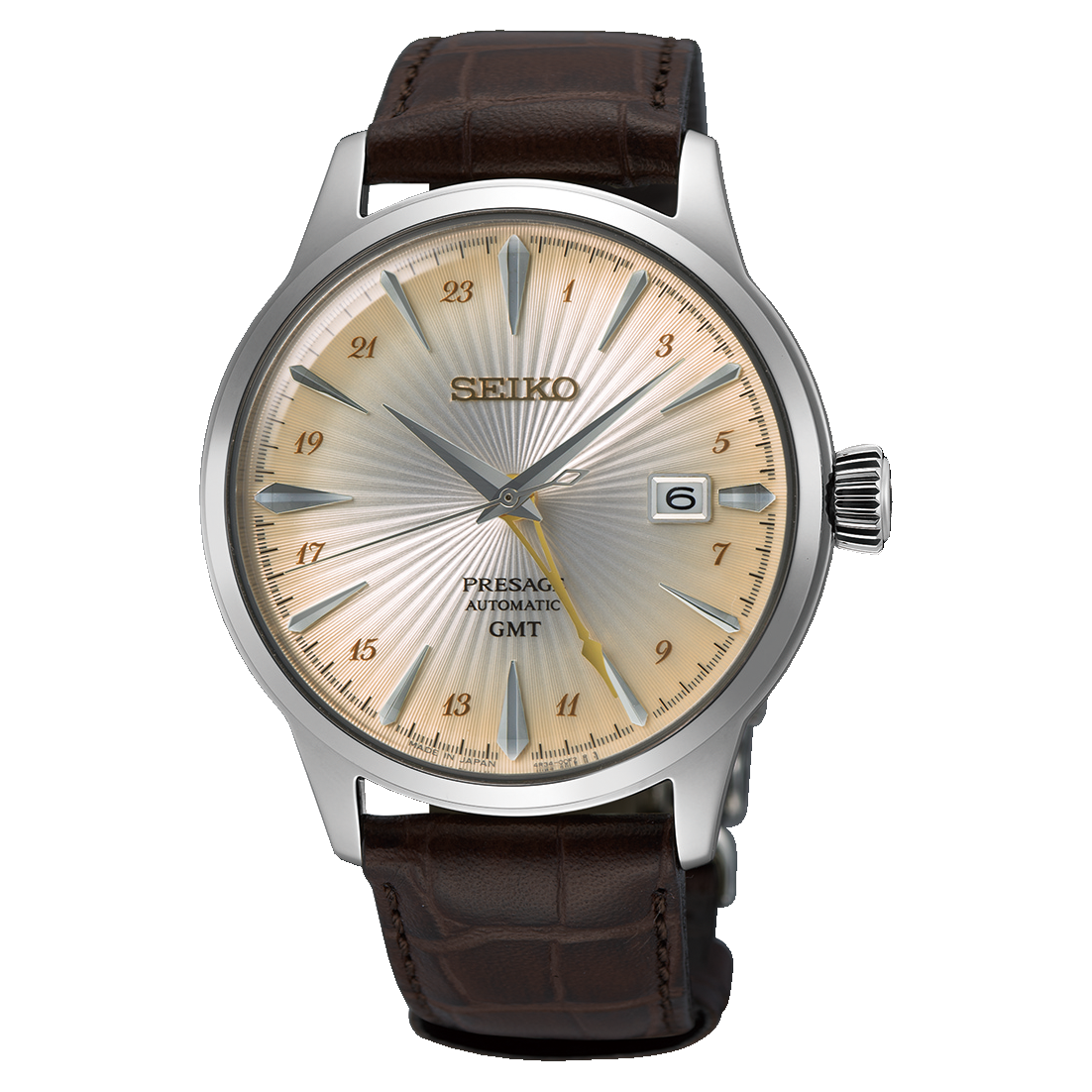 Seiko Men's Presage Cocktail Time SSK041J1 Watch - Automatic GMT, Box-shaped Hardlex, 5 Bar Water Resistant