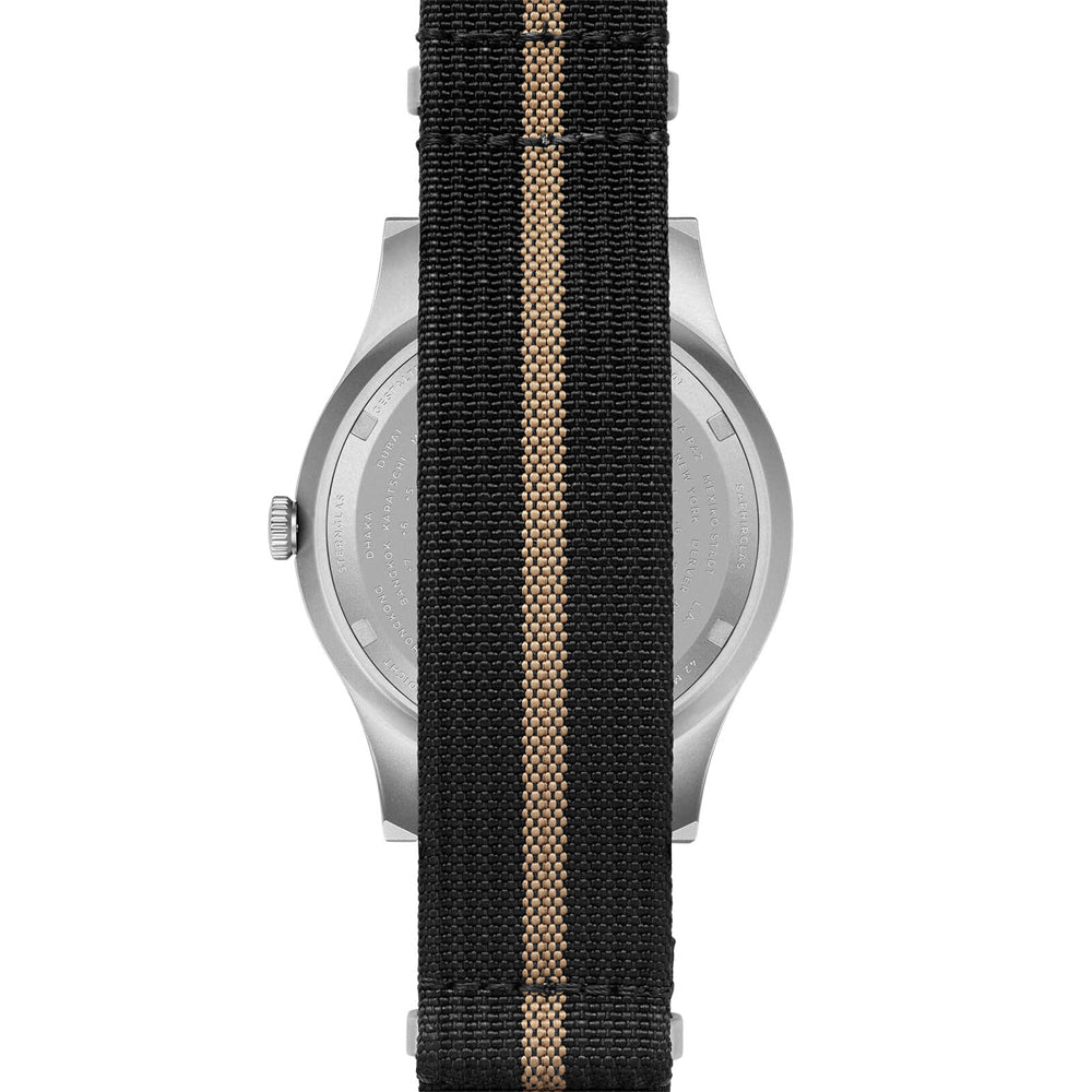 Sternglas TAIGA GMT 42mm Quartz Watch S01-TA11-NA04, Anthracite Silver Dial, Sapphire Crystal, Nylon NATO Black Strap, 10 ATM Water Resistant