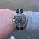 Sternglas TAIGA GMT 42mm Quartz Watch S01-TA11-NA04, Anthracite Silver Dial, Sapphire Crystal, Nylon NATO Black Strap, 10 ATM Water Resistant