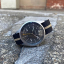 Sternglas TAIGA GMT 42mm Quartz Watch S01-TA11-NA04, Anthracite Silver Dial, Sapphire Crystal, Nylon NATO Black Strap, 10 ATM Water Resistant