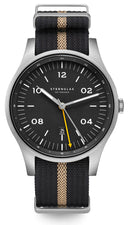 Sternglas TAIGA GMT 42mm Quartz Watch S01-TA11-NA04, Anthracite Silver Dial, Sapphire Crystal, Nylon NATO Black Strap, 10 ATM Water Resistant