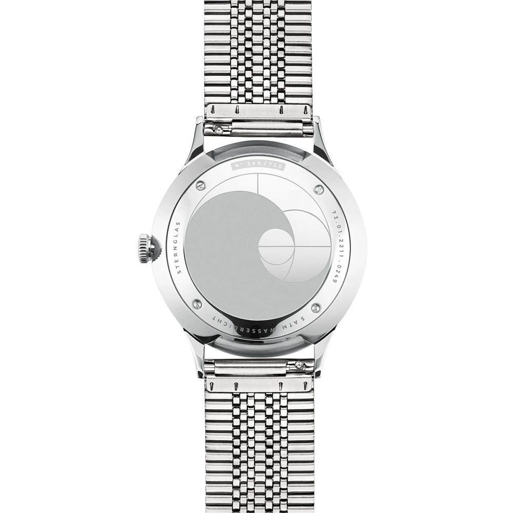 Sternglas ASTHET EDITION LUMARE 40mm Automatic Watch S02-ASL06-ME06, Blue Silver Dial, Sapphire Crystal, Segment Silver Stainless Steel Strap, 5 ATM Water Resistant