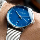 Sternglas ASTHET EDITION LUMARE 40mm Automatic Watch S02-ASL06-ME06, Blue Silver Dial, Sapphire Crystal, Segment Silver Stainless Steel Strap, 5 ATM Water Resistant