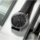 Sternglas ASTHET 40mm Automatic Watch S02-AS11-PR14, Anthracite Silver Dial, Sapphire Crystal, Premium Black Leather Strap, 5 ATM Water Resistant