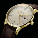 Sternglas BERLIN 38mm Quartz Watch S01-BE14-HE01, Sepia Gold Dial, Sapphire Crystal, Heritage Dark Brown Leather Strap, 5 ATM Water Resistant