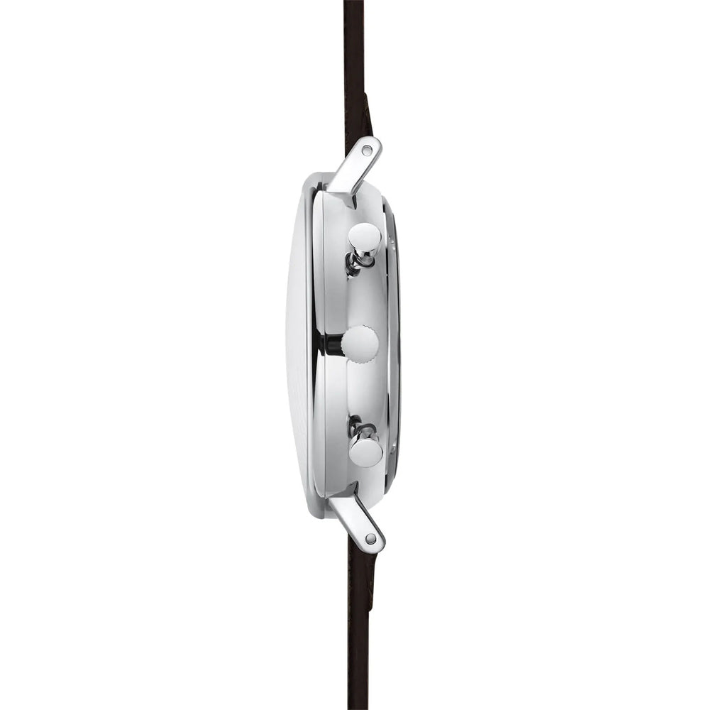 Sternglas Chrono 43mm Quartz Watch S01-CH03-VI15, Black-Black Dial, Sapphire Crystal, Vintage Nero Leather Strap, 5 ATM Water Resistant