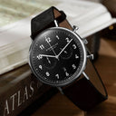 Sternglas Chrono 43mm Quartz Watch S01-CH03-VI15, Black-Black Dial, Sapphire Crystal, Vintage Nero Leather Strap, 5 ATM Water Resistant