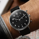 Sternglas Chrono 43mm Quartz Watch S01-CH03-VI15, Black-Black Dial, Sapphire Crystal, Vintage Nero Leather Strap, 5 ATM Water Resistant