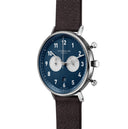 Sternglas Chrono 43mm Quartz Watch S01-CH06-VI11, Midnight Blue Dial, Sapphire Crystal, Vintage Brown Leather Strap, 5 ATM Water Resistant
