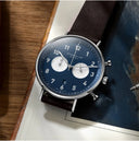 Sternglas Chrono 43mm Quartz Watch S01-CH06-VI11, Midnight Blue Dial, Sapphire Crystal, Vintage Brown Leather Strap, 5 ATM Water Resistant
